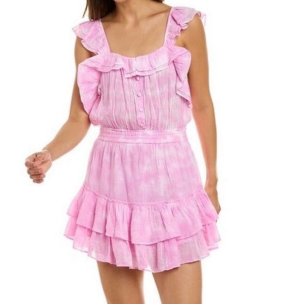 Love Shack Fancy Marina Ruffle Mini Dress in Peony